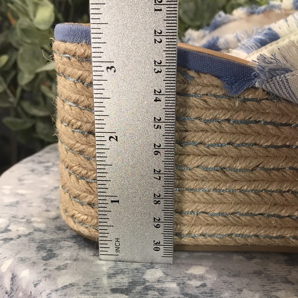 JustFab Yes Girl Lt.Blue & White Crossband Espadrille Wedges WMS 8.5☀️NWOT☀️ - Picture 10 of 12